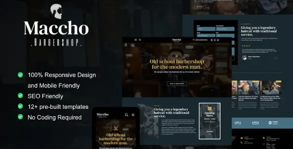 Maccho – Gentlemen Barbershop Elementor Template Kit
